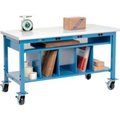 Global Equipment Mobile Packing Workbench W/Shelf   Power, Laminate Safety Edge, 60"W x 30"D 244205AB